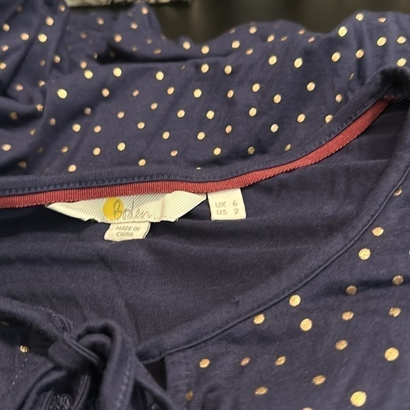 BODEN METALLIC HAZEL GOLD FOIL POLKA DOT BLOUSE GUC SZ 2 CAREER EVERYDAY - Picture 10 of 11